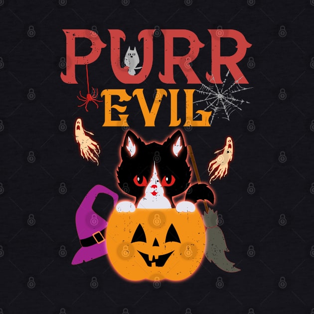 Purr Evil Cat Halloween by alcoshirts